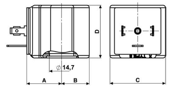 8000 sorozatú solenoid tekercs méretezési rajza 