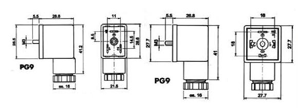  Solenoid konnektorok méretrajza 